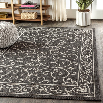 Charleston Vintage Filigree Textured Weave Indoor/outdoor Area Rug